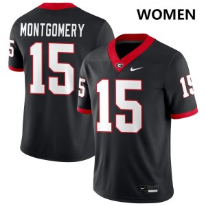 Women Ryan Montgomery Black Georgia Bulldogs #15 College Football Stitched Jersey 467430-762