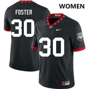 Women Terrell Foster 100th Anniversary Black Georgia Bulldogs #30 College Football Embroidery Jerseys 857938-278