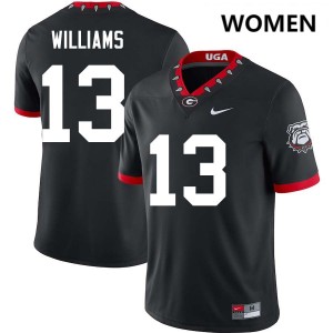Women Tyler J. Williams 100th Anniversary Black Georgia Bulldogs #13 College Football Embroidery Jerseys 506371-862