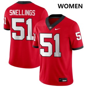 Women Will Snellings Red Georgia Bulldogs #51 College Football High School Jerseys 720109-111