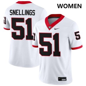 Women Will Snellings White Georgia Bulldogs #51 College Football Embroidery Jerseys 155805-473