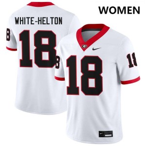 Women Sacovie White-Helton White Georgia Bulldogs #18 College Football University Jersey 535901-725