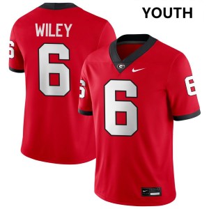 Youth CJ Wiley Red Georgia Bulldogs #6 College Football Player Jersey 183833-537