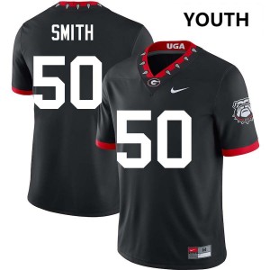 Youth Cortez Smith 100th Anniversary Black Georgia Bulldogs #50 College Football High School Jerseys 664500-972