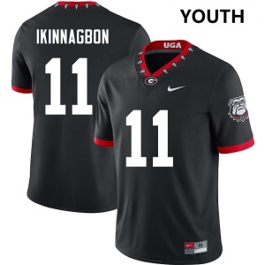 Youth Darren Ikinnagbon 100th Anniversary Black Georgia Bulldogs #11 College Football Embroidery Jerseys 556723-979