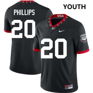 Youth Dwight Phillips Jr. 100th Anniversary Black Georgia Bulldogs #20 College Football NCAA Jersey 654359-203