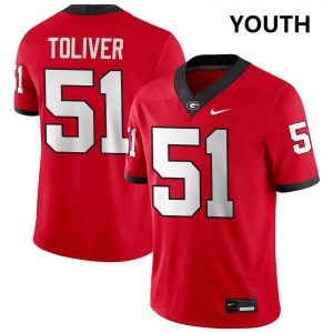 Youth Malachi Toliver Red Georgia Bulldogs #51 College Football Game Jersey 199589-374