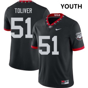 Youth Malachi Toliver 100th Anniversary Black Georgia Bulldogs #51 College Football Stitched Jerseys 133382-888