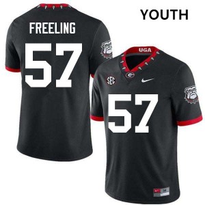 Youth Monroe Freeling 100th Anniversary Black Georgia Bulldogs #57 College Football Embroidery Jersey 730970-773