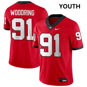 Youth Peyton Woodring Red Georgia Bulldogs #91 College Football 2025-26 Jerseys 607071-402