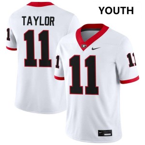 Youth Talyn Taylor White Georgia Bulldogs #11 College Football University Jerseys 296580-622