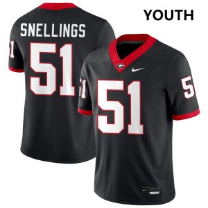 Youth Will Snellings Black Georgia Bulldogs #51 College Football Official Jerseys 164969-729
